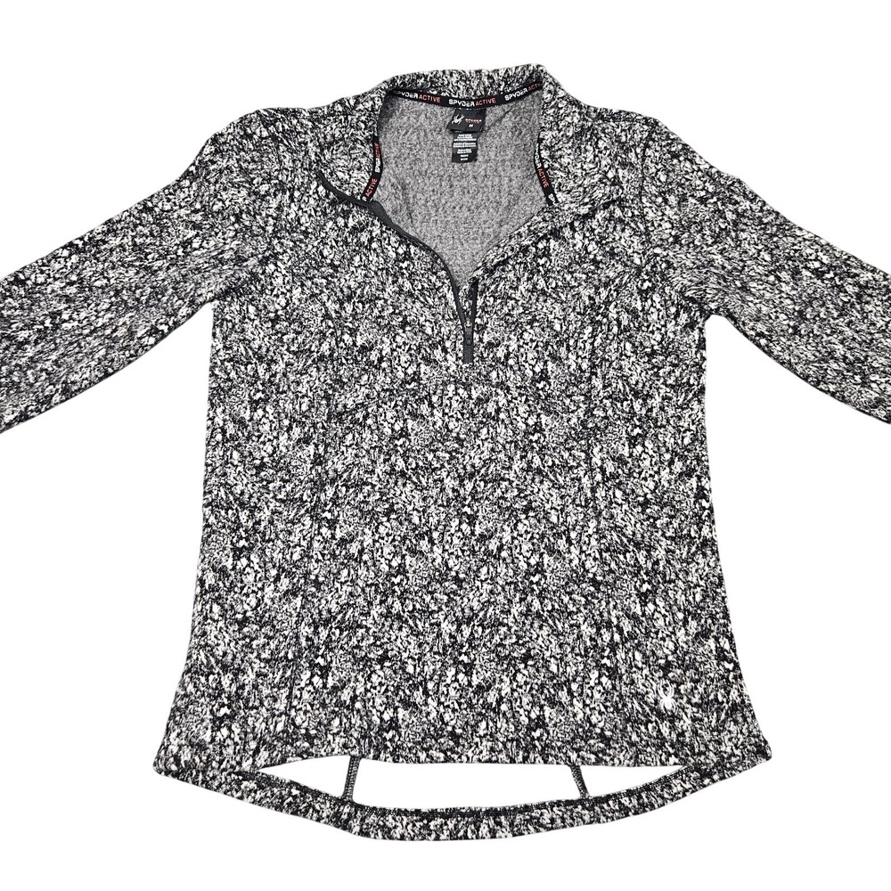 Spyder Active Quarter Zip Medium Black White‎ Marled Stretch Performance Outdoor
